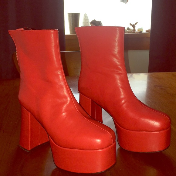 red platform boots